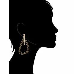 Alternative view of Rivka Friedman Graduated Cubic Zirconia Triple Wire Dangle Earrings Gold