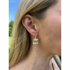 Rivka Friedman White Cat's Eye Crystal + Cubic Zirconia Drop Earrings White, Gold -Rivka Friedman Shop unnamed file 331