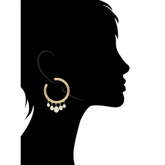 Rivka Friedman Pearl Dangle Hoop Earrings Pearl/gold 2 Rivka Friedman Pearl Dangle Hoop Earrings Pearl/gold - Image 2