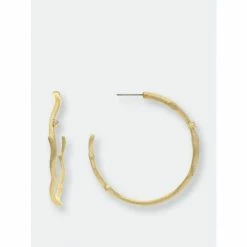 Rivka Friedman Bamboo + Cz Hoop Earrings Gold
