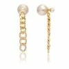 Rivka Friedman Pearl Front-Back + Cubic Zirconia Chain Dangle Earrings Gold