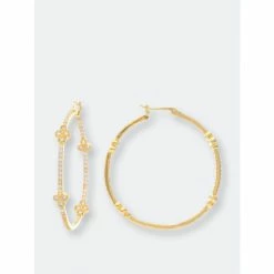 Rivka Friedman Cubic Zirconia Cluster Hoop Earrings Gold