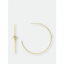 Rivka Friedman Evil Eye Turquoise Crystal Hoop Earrings
