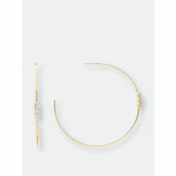 Rivka Friedman Cubic Zirconia Cluster Hoop Earrings Gold