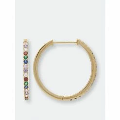 Rivka Friedman Multi Gem Hoop Earrings