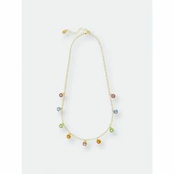 Rivka Friedman Dangling Rainbow Crystal Necklace Necklaces Gold