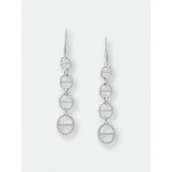 Rivka Friedman White Rhodium Polished Marine Link Dangle Earrings Silver