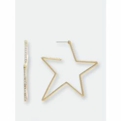 Rivka Friedman Cubic Zirconia Encrusted Star Earrings Gold