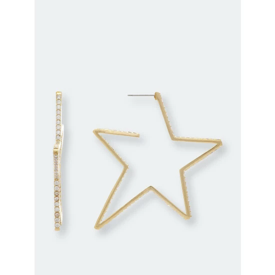 Rivka Friedman Cubic Zirconia Encrusted Star Earrings Gold 1 Rivka Friedman Cubic Zirconia Encrusted Star Earrings Gold