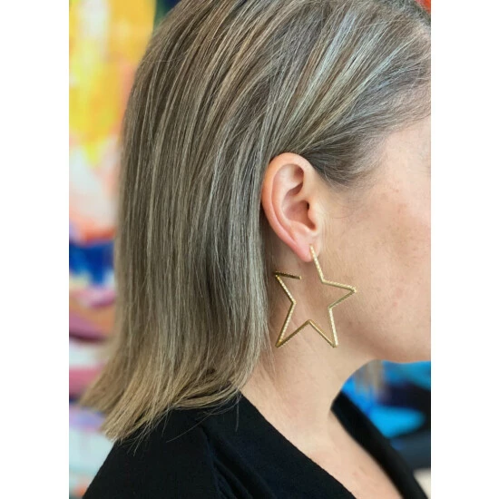 Rivka Friedman Cubic Zirconia Encrusted Star Earrings Gold 3 Rivka Friedman Cubic Zirconia Encrusted Star Earrings Gold - Image 3