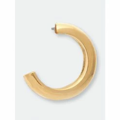 Alternative view of Rivka Friedman Polished Cubic Zirconia Center Hoop Earrings Gold