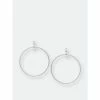 Rivka Friedman Rhodium Circle Cubic Zirconia Top Earrings Silver