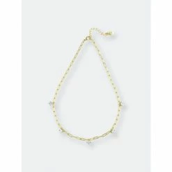 Rivka Friedman Dangling Cubic Zirconia Link Necklace Necklaces Gold