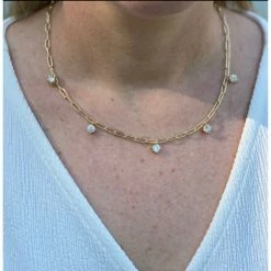 Rivka Friedman Dangling Cubic Zirconia Link Necklace Necklaces Gold -Rivka Friedman Shop unnamed file 381