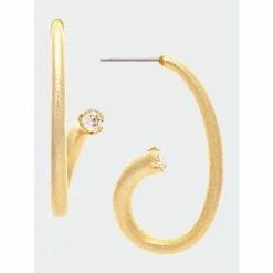 Rivka Friedman Satin Tube Cubic Zirconia End Cap Earrings Gold