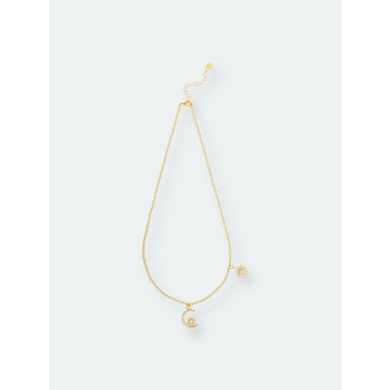Rivka Friedman Moon & Star Necklace Necklaces Gold 1 Rivka Friedman Moon & Star Necklace Necklaces Gold