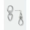 Rivka Friedman Rhodium Curb Link Cubic Zirconia Drop Earrings Silver