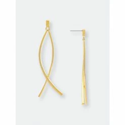 Rivka Friedman Satin Criss Cross Dangle Earrings Gold