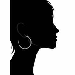 Rivka Friedman Rhodium Bamboo + CZ Hoop Earrings Silver -Rivka Friedman Shop unnamed file 41