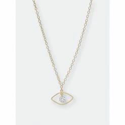 Rivka Friedman Satin Cubic Zirconia Evil Eye Pendant Necklaces Gold