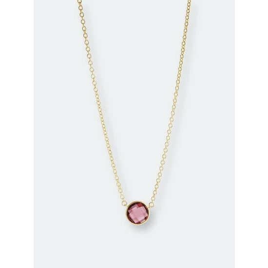 Rivka Friedman Round Faceted Rubellite Crystal Pendant Necklaces Gold 1 Rivka Friedman Round Faceted Rubellite Crystal Pendant Necklaces Gold