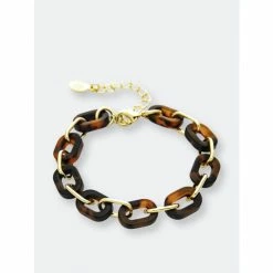 Rivka Friedman Chain With Resin Link Bracelet Bracelets Brown