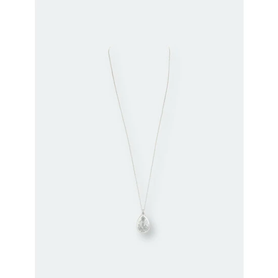 Rivka Friedman White Rhodium Long Teardrop Rock Crystal Pendant Necklaces Silver 2 Rivka Friedman White Rhodium Long Teardrop Rock Crystal Pendant Necklaces Silver - Image 2