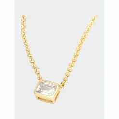 Alternative view of Rivka Friedman Emerald Cut Bezel Set Cubic Zirconia Pendant Necklace Necklaces Gold