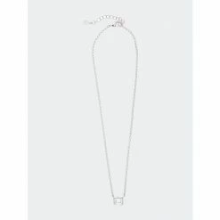 Rivka Friedman Rhodium Emerald Cut Bezel Set Cubic Zirconia Pendant Necklace Necklaces Silver