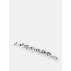 Rivka Friedman Rhodium Polished Rolo Link Toggle Bracelet Bracelets White Rhodium