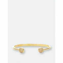 Rivka Friedman Cubic Zirconia End Cap Open Bangle Bracelet Bracelets Gold