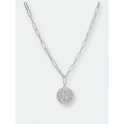 Rivka Friedman White Rhodium Filagree Disc Paper Clip Pendant Necklace Necklaces Silver