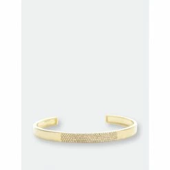 Rivka Friedman Satin Bangle With Encrusted Cubic Zirconia Accent Bracelets Gold