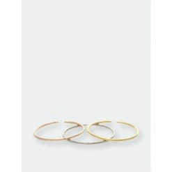 Rivka Friedman Multi Metal + Cubic Zirconia Triple Bangle Set Bracelets