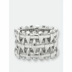 Rivka Friedman Rhodium Basket Weave Band Ring Rings Silver