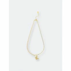 Rivka Friedman Pearl & Chain Necklace With Butterfly CZ Charm Necklaces Gold