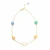 Rivka Friedman Mint Chalcedony & Blue Chalcedony & Rock Crystal Satin Pebble Station Necklace Necklaces Gold