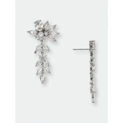 Rivka Friedman Rhodium Clad CZ Multi-Shape Drop Earrings Silver