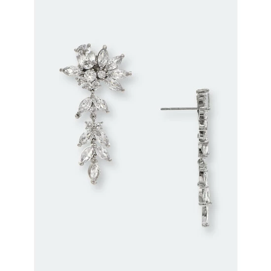 Rivka Friedman Rhodium Clad CZ Multi-Shape Drop Earrings Silver 1 Rivka Friedman Rhodium Clad CZ Multi-Shape Drop Earrings Silver