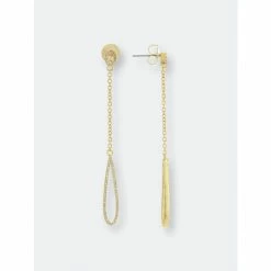 Rivka Friedman Elongated Teardrop Dangle Earrings Gold