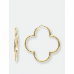 Rivka Friedman Polished Clover Hoop Earrings Gold