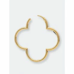 Alternative view of Rivka Friedman Polished Clover Hoop Earrings Gold
