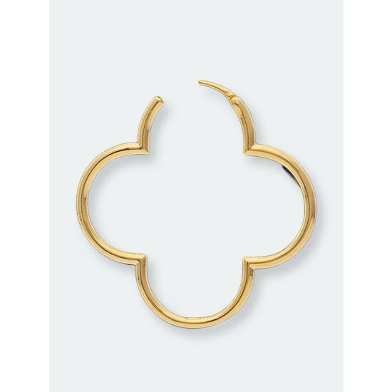 Rivka Friedman Polished Clover Hoop Earrings Gold 2 Rivka Friedman Polished Clover Hoop Earrings Gold - Image 2