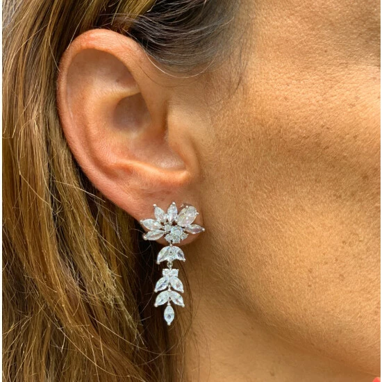 Rivka Friedman Rhodium Clad CZ Multi-Shape Drop Earrings Silver 3 Rivka Friedman Rhodium Clad CZ Multi-Shape Drop Earrings Silver - Image 3
