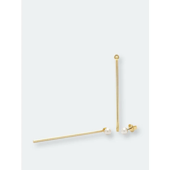 Rivka Friedman Freshwater Pearl Stick Jacket Earrings Gold 1 Rivka Friedman Freshwater Pearl Stick Jacket Earrings Gold