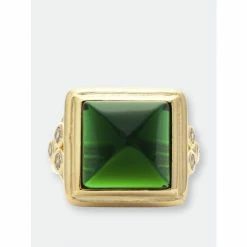 Rivka Friedman Emerald & CZ Bezel Ring Rings Gold