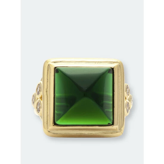 Rivka Friedman Emerald & CZ Bezel Ring Rings Gold 1 Rivka Friedman Emerald & CZ Bezel Ring Rings Gold