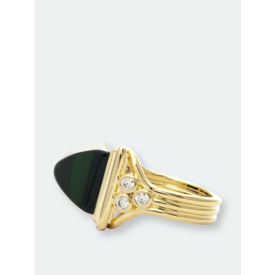 Rivka Friedman Emerald & CZ Bezel Ring Rings Gold 2 Rivka Friedman Emerald & CZ Bezel Ring Rings Gold - Image 2