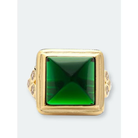 Rivka Friedman Emerald & CZ Bezel Ring Rings Gold 3 Rivka Friedman Emerald & CZ Bezel Ring Rings Gold - Image 3