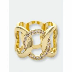 Rivka Friedman Interlaced Circle With Cubic Zirconia Accent Band Ring Rings Gold/white